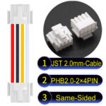 JST PHB2.0 Dual Row with Belt Lock 2×4Pin Same-Side-Head Cable