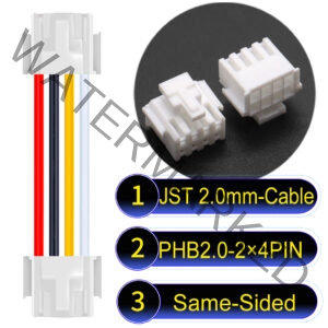 JST PHB2.0 Dual Row with Belt Lock 2×4Pin Same-Side-Head Cable