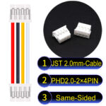 JST PHD2.0 2×4Pin Dual Row Same-Side-Head Cable