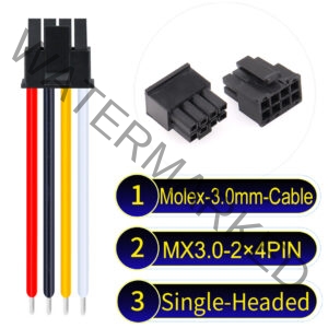 Molex MX3.0mm Dual Row 2×4Pin Male Single-Headed Micro-Fit Cable