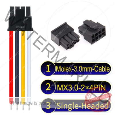 Molex MX3.0mm Dual Row 2×4Pin Male Single-Headed Micro-Fit Cable