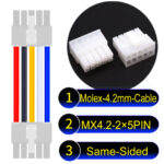 Molex MX4.2mm Dual Row 2×5Pin Mini-Fit Jr Male Same-Side-Head Cable