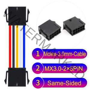 Molex MX3.0mm Dual Row 2×5Pin Female Same-Side-Head Micro-Fit Cable