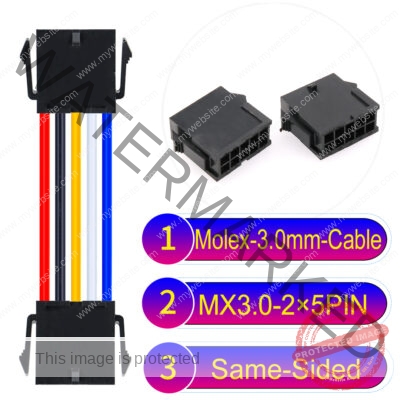 Molex MX3.0mm Dual Row 2×5Pin Female Same-Side-Head Micro-Fit Cable