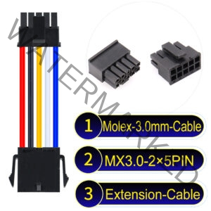 Molex MX3.0mm Dual Row 2×5Pin Male Female Extension Micro-Fit Cable