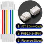 JST PHB2.0 Dual Row with Belt Lock 2×6PinReverse-Side-Headd Cable