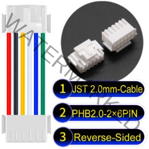 JST PHB2.0 Dual Row with Belt Lock 2×6PinReverse-Side-Headd Cable