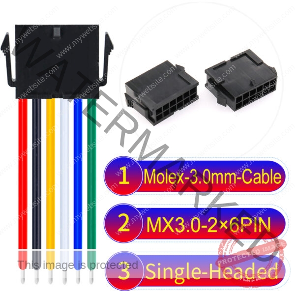 Molex MX3.0mm Dual Row 2×6Pin Female Single-Headed Micro-Fit Cable