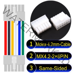 Molex MX4.2mm Dual Row 2×6Pin Mini-Fit Jr Male Same-Side-Head Cable