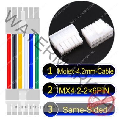 Molex MX4.2mm Dual Row 2×6Pin Mini-Fit Jr Male Same-Side-Head Cable