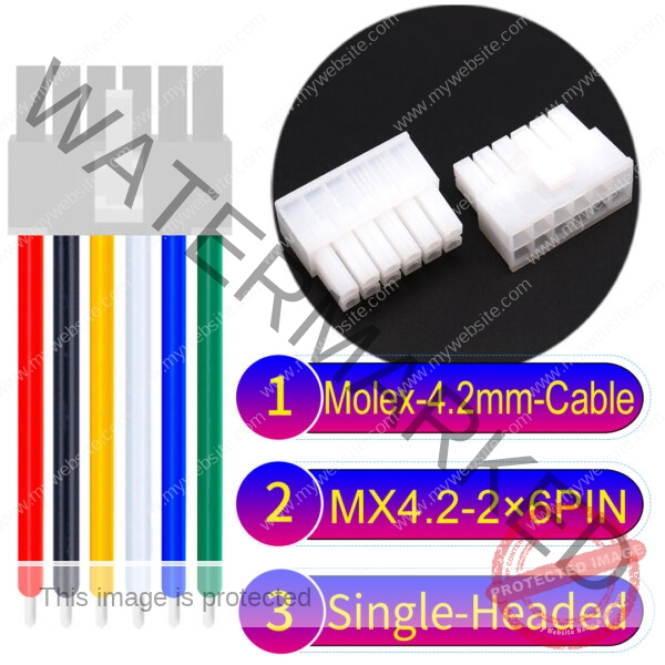 Molex MX4.2mm Dual Row 2×6Pin Mini-Fit Jr Male Single-Headed Cable