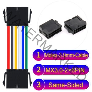 Molex MX3.0mm Dual Row 2×6Pin Female Same-Side-Head Micro-Fit Cable