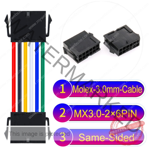 Molex MX3.0mm Dual Row 2×6Pin Female Same-Side-Head Micro-Fit Cable