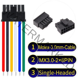 Molex MX3.0mm Dual Row 2×6Pin Male Single-Headed Micro-Fit Cable