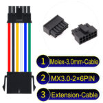 Molex MX3.0mm Dual Row 2×6Pin Male Female Extension Micro-Fit Cable