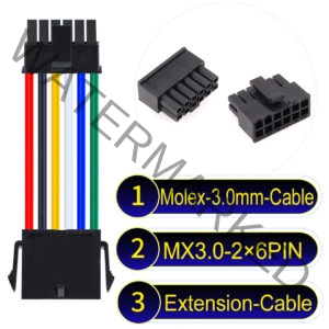 Molex MX3.0mm Dual Row 2×6Pin Male Female Extension Micro-Fit Cable