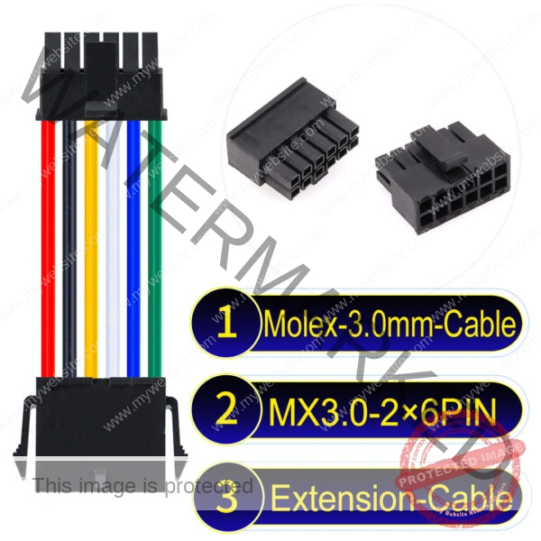 Molex MX3.0mm Dual Row 2×6Pin Male Female Extension Micro-Fit Cable