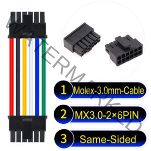 Molex MX3.0mm Dual Row 2×6Pin Male Single-Headed Micro-Fit Cable