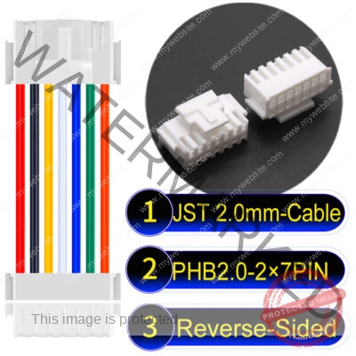 JST PHB2.0 Dual Row with Belt Lock 2×7PinReverse-Side-Headd Cable