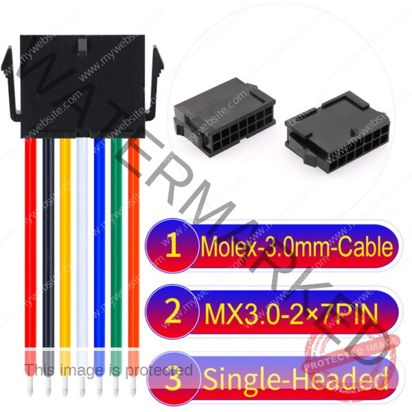 Molex MX3.0mm Dual Row 2×7Pin Female Single-Headed Micro-Fit Cable