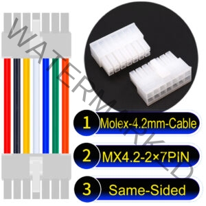 Molex MX4.2mm Dual Row 2×7Pin Mini-Fit Jr Male Same-Side-Head Cable