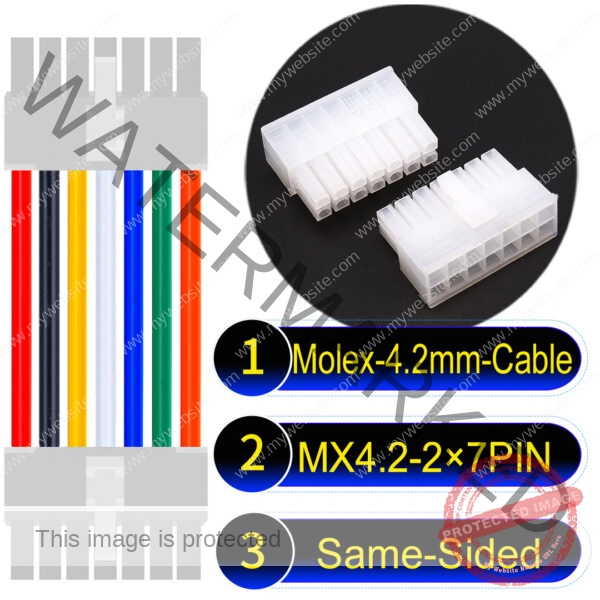 Molex MX4.2mm Dual Row 2×7Pin Mini-Fit Jr Male Same-Side-Head Cable