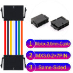 Molex MX3.0mm Dual Row 2×7Pin Female Same-Side-Head Micro-Fit Cable