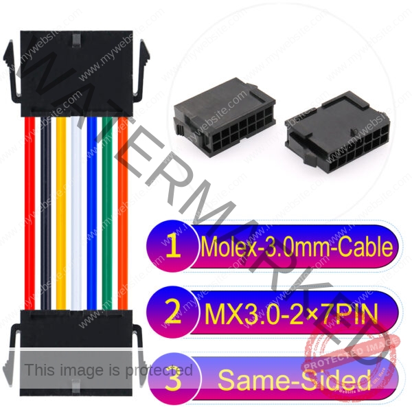 Molex MX3.0mm Dual Row 2×7Pin Female Same-Side-Head Micro-Fit Cable