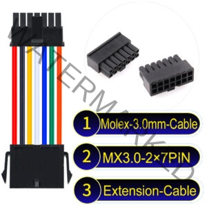 Molex MX3.0mm Dual Row 2×7Pin Male Female Extension Micro-Fit Cable