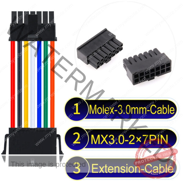 Molex MX3.0mm Dual Row 2×7Pin Male Female Extension Micro-Fit Cable