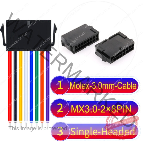 Molex MX3.0mm Dual Row 2×8Pin Female Single-Headed Micro-Fit Cable