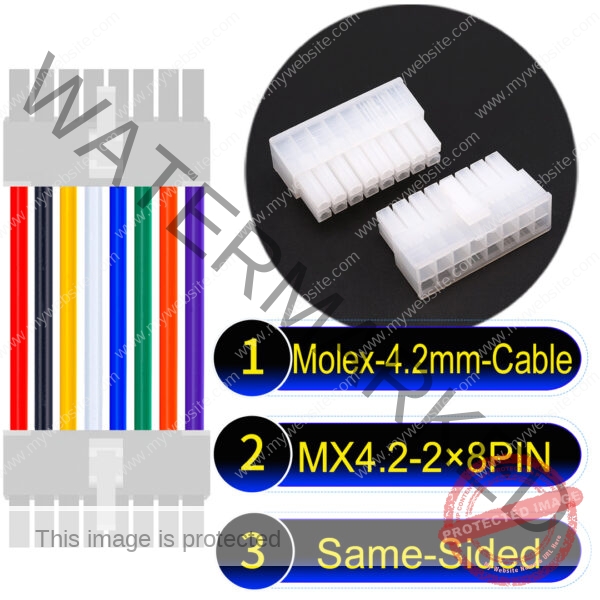 Molex MX4.2mm Dual Row 2×8Pin Mini-Fit Jr Male Same-Side-Head Cable