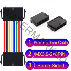 Molex MX3.0mm Dual Row 2×8Pin Female Same-Side-Head Micro-Fit Cable