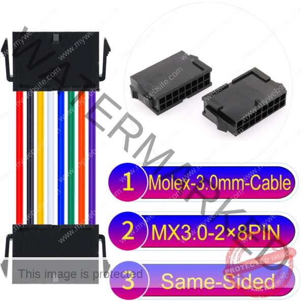 Molex MX3.0mm Dual Row 2×8Pin Female Same-Side-Head Micro-Fit Cable