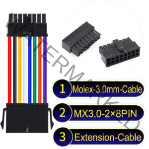 Molex MX3.0mm Dual Row 2×8Pin Male Female Extension Micro-Fit Cable