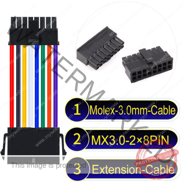 Molex MX3.0mm Dual Row 2×8Pin Male Female Extension Micro-Fit Cable