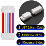 JST PHB2.0 Dual Row with Belt Lock 2×9PinReverse-Side-Headd Cable