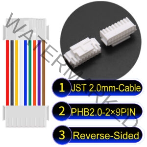 JST PHB2.0 Dual Row with Belt Lock 2×9PinReverse-Side-Headd Cable