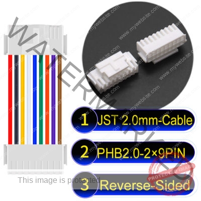 JST PHB2.0 Dual Row with Belt Lock 2×9PinReverse-Side-Headd Cable