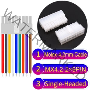 Molex MX4.2mm Dual Row 2×9Pin Mini-Fit Jr Male Single-Headed Cable