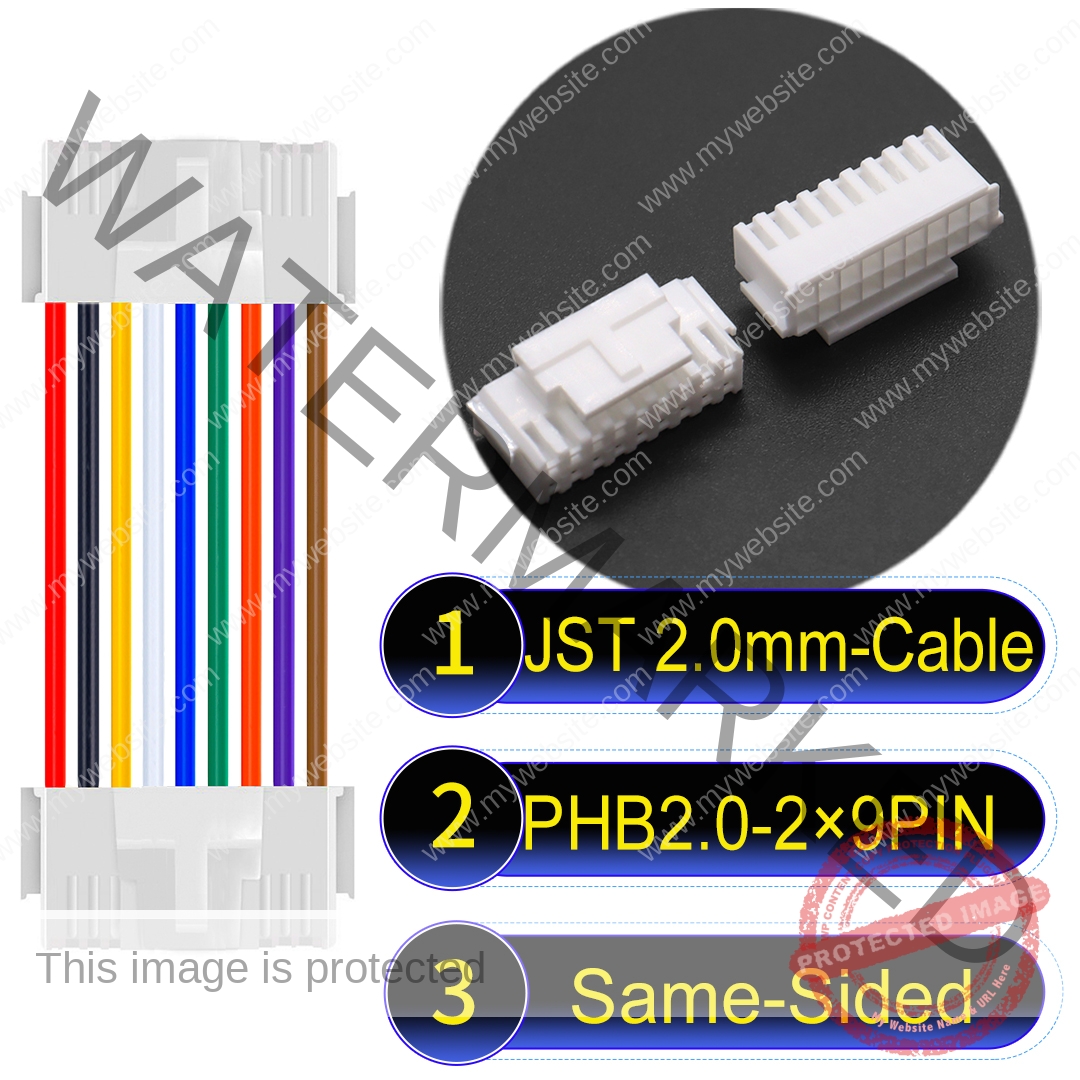 JST PHB2.0 Dual Row with Belt Lock 2×9Pin Same-Side-Head Cable