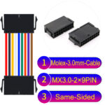 Molex MX3.0mm Dual Row 2×9Pin Female Same-Side-Head Micro-Fit Cable