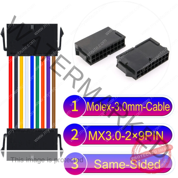 Molex MX3.0mm Dual Row 2×9Pin Female Same-Side-Head Micro-Fit Cable