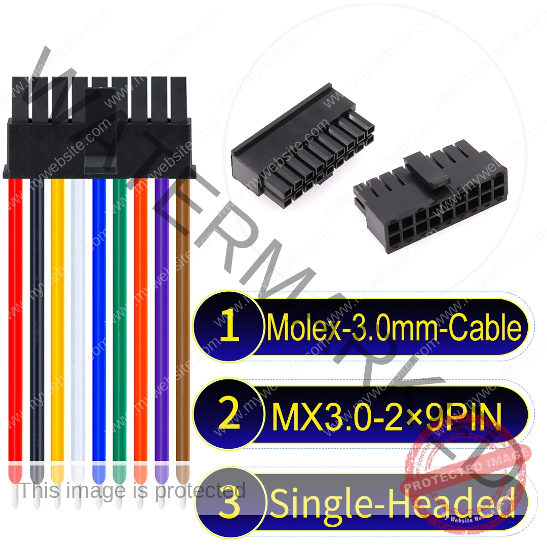 Molex MX3.0mm Dual Row 2×9Pin Male Single-Headed Micro-Fit Cable