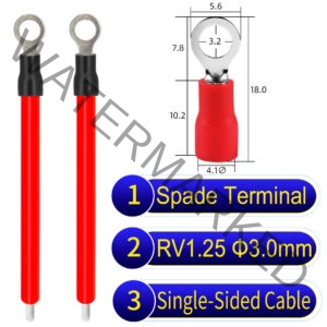 RV1.25 3mm Single-Headed ring terminal 18AWG insulated cable Red connector