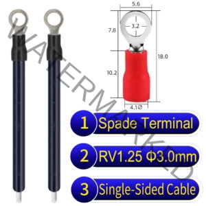 RV1.25 3mm Single-Headed ring terminal 18AWG insulated cable Black connector