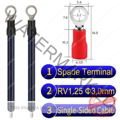 RV1.25 3mm Single-Headed ring terminal 18AWG insulated cable Black connector