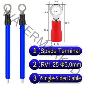 RV1.25 3mm Single-Headed ring terminal 18AWG insulated cable Blue connector