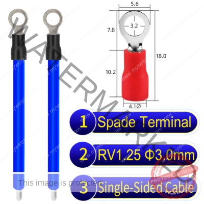 RV1.25 3mm Single-Headed ring terminal 18AWG insulated cable Blue connector