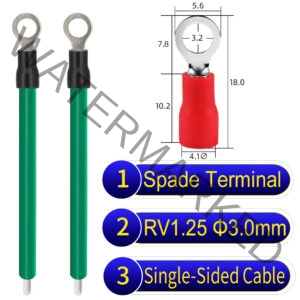 RV1.25 3mm Single-Headed ring terminal 18AWG insulated cable Green connector